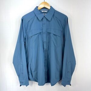 Coolibar Nassau Long Sleeve Fishing Shirt Blue UPF 50+ Sun Protection Men Medium